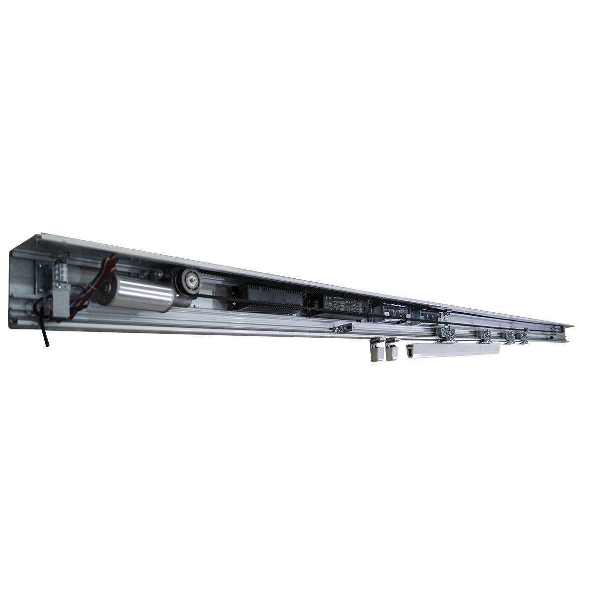 Sistema de apertura para puertas peatonales automáticas deslizantes de alto tráfico. Ancho de 4 metros, dos hojas de 100Kg cada una. AVALON4200
